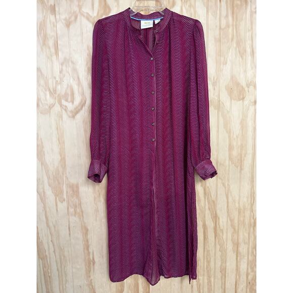 Anthropologie Dresses & Skirts - Maeve by Anthropologie Sheer Zebra Imogen Slit Maxi Dress Burgundy Gray SZ 4